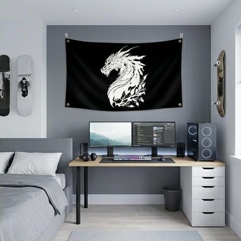 FAMXAKAFLY Medieval Dragon Flag 2x3 Ft Cool Dragon Tapestries Fantasy Wall Hanging Tapestry for Living Room Bedroom Man Cave Decor in Saudi Arabia