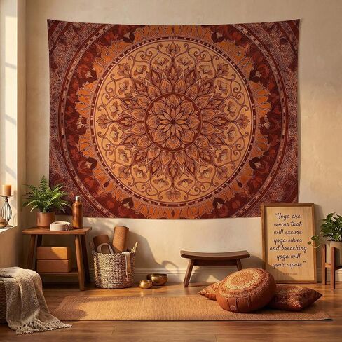 Yeoiat Tapestry Boho Desert Sun Tapestries Watercolor Mountain Landscape Tapestries Terracotta Sage Wall Tapestry Bedroom Dormitory Living Room Decoration 80"x60" in Saudi Arabia