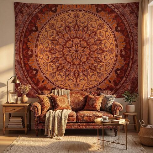 Yeoiat Tapestry Boho Desert Sun Tapestries Watercolor Mountain Landscape Tapestries Terracotta Sage Wall Tapestry Bedroom Dormitory Living Room Decoration 80"x60" in Saudi Arabia