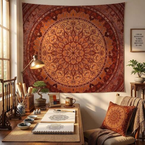 Yeoiat Tapestry Boho Desert Sun Tapestries Watercolor Mountain Landscape Tapestries Terracotta Sage Wall Tapestry Bedroom Dormitory Living Room Decoration 80"x60" in Saudi Arabia