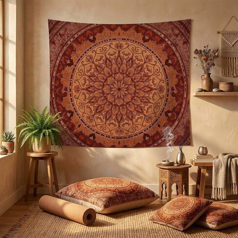 Yeoiat Tapestry Boho Desert Sun Tapestries Watercolor Mountain Landscape Tapestries Terracotta Sage Wall Tapestry Bedroom Dormitory Living Room Decoration 80"x60" in Saudi Arabia