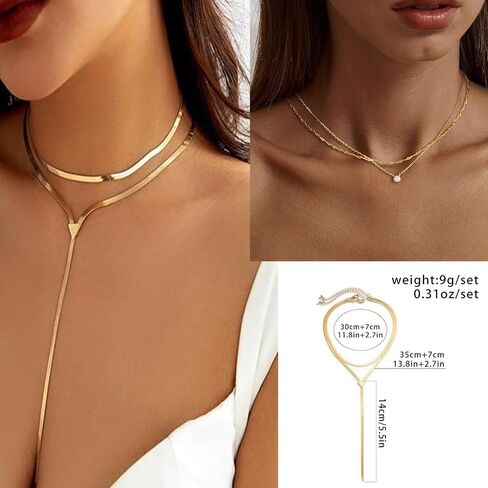 Gold Jewelry Set for Women Gold Plated Chunky Layered Necklace Chain Bracelet Stackable Ring Hoop Earrings Jewelry Accessories Gifts in Saudi Arabia