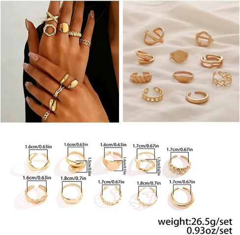 Gold Jewelry Set for Women Gold Plated Chunky Layered Necklace Chain Bracelet Stackable Ring Hoop Earrings Jewelry Accessories Gifts in Saudi Arabia