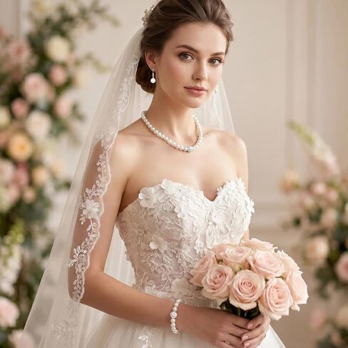 5Pcs Faux Pearl Jewelry Set for Women Adult Pearls Costume Jewelry Simulated Rhinestone Necklace Earrings Bracelet Set for Wedding Mother's Day Bridal Shower Party Accessories in Saudi Arabia