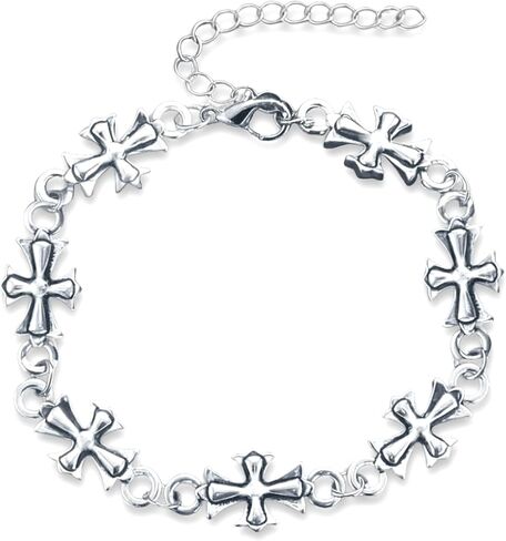 Cross Necklace Bracelet Set for Women and Men | 18K Gold Plated Goth Punk Link Choker Bracelet | Religious Jewelry for Her in Saudi Arabia