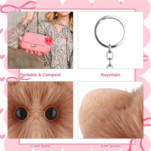 24 Pack Cat Plush Keychains Bulk - 8 Colors Fluffy Pom Pom Bag Charms with Metal Key Ring Cute Stuffed Animal Cat Keyrings for Handbags Backpacks Gifts for Women Girls Cat Lovers in Saudi Arabia