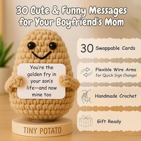 Couples Gifts for Men - Cute Crochet Positive Potato with 30 Romantic Love Messages for Boyfriend or Husband | Gift for Him for Anniversary, Birthday, Wedding Engagement, Christmas, Valentines Day in Kuwait