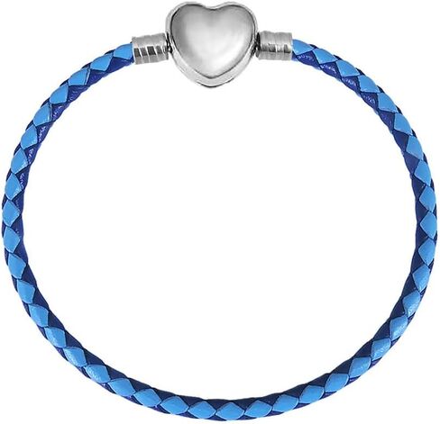 Blue Black White Red Pink Leather Bracelet Twisted Weave Rope Chain Starter Snake Love Heart Bead Pendant 925 Sterling Silver Birthday Compatible With Pandora Moments Charm in Kuwait