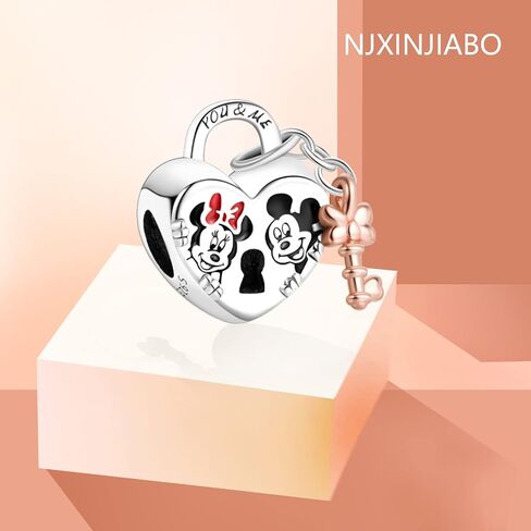 Jewelry Charm Mouse Padlock Charm Beads fit Bracelets Necklace,925 Sterling Silver Pendant Beads,Christmas Halloween Birthday Valentine's Day Mother's Day Gifts for Women Wife in Kuwait