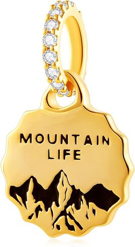 18k Gold Plated Great Smoky Mountains National Park Pendant Charms, Fit Pandora American Travel Bracelet, 925 Sterling Silver Mountain Life Bear Dangle Beads, Gifts for Friends/Mom in Kuwait