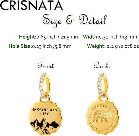 18k Gold Plated Great Smoky Mountains National Park Pendant Charms, Fit Pandora American Travel Bracelet, 925 Sterling Silver Mountain Life Bear Dangle Beads, Gifts for Friends/Mom in Kuwait