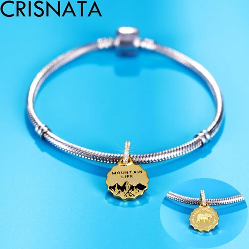 18k Gold Plated Great Smoky Mountains National Park Pendant Charms, Fit Pandora American Travel Bracelet, 925 Sterling Silver Mountain Life Bear Dangle Beads, Gifts for Friends/Mom in Kuwait