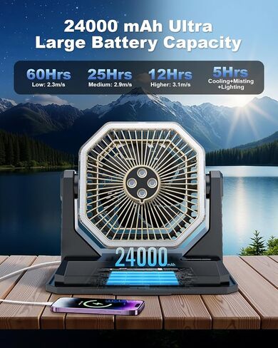 Stroller Fan Rechargeable - Portable Fan for Stroller, Timing Baby Fan, 35H Battery Operated Fan, 3 Speeds Baby Stroller Fan, Rotatable Car Seat Fan, Car Fan for Baby, Clip On Fan with Flexible Tripod in Kuwait
