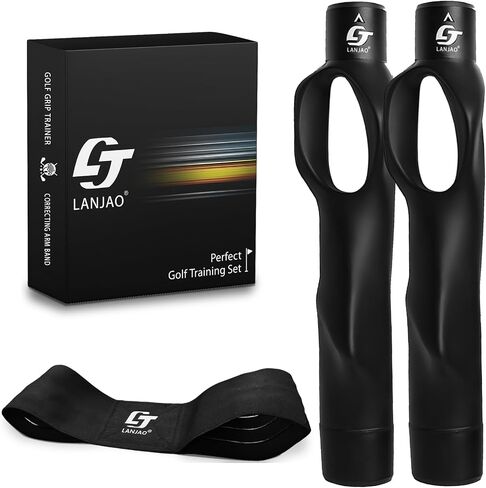 Golf Grip Trainer 2 Pack with Swing Correcting Arm Band, Golf Training Aid, Golf Grip Kit,Grip Trainer Golf Club to Help Train Correct Hand Position in Kuwait