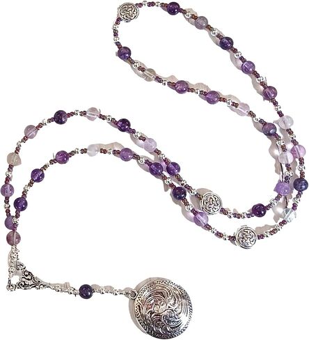 Sigyn Prayer Bead Necklace in Rainbow Fluorite: Norse Goddess of Devotion, Bride of Loki in Saudi Arabia