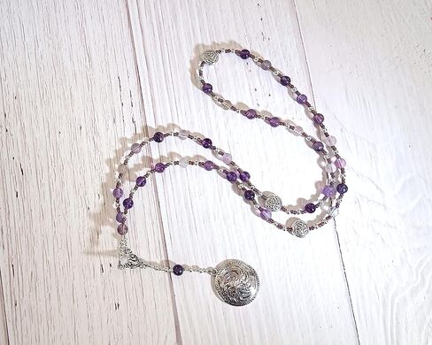 Sigyn Prayer Bead Necklace in Rainbow Fluorite: Norse Goddess of Devotion, Bride of Loki in Saudi Arabia