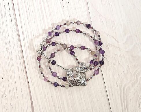 Sigyn Prayer Bead Necklace in Rainbow Fluorite: Norse Goddess of Devotion, Bride of Loki in Saudi Arabia