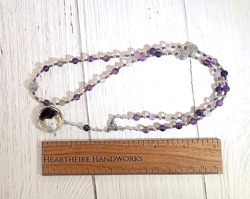 Sigyn Prayer Bead Necklace in Rainbow Fluorite: Norse Goddess of Devotion, Bride of Loki in Saudi Arabia
