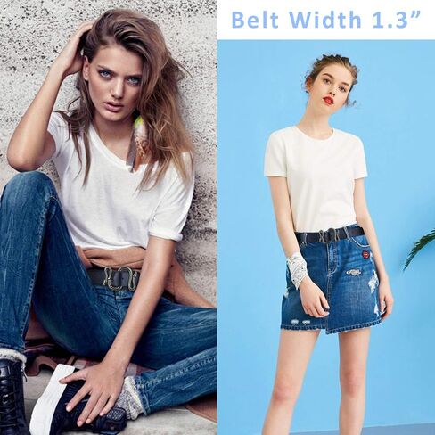 Black Leather Belts for Women,Womens Black Belts With for Jeans with Gold Buckle, 2pack Length 120cm in Saudi Arabia