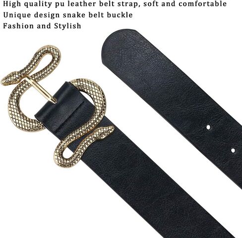 Black Leather Belts for Women,Womens Black Belts With for Jeans with Gold Buckle, 2pack Length 120cm in Saudi Arabia