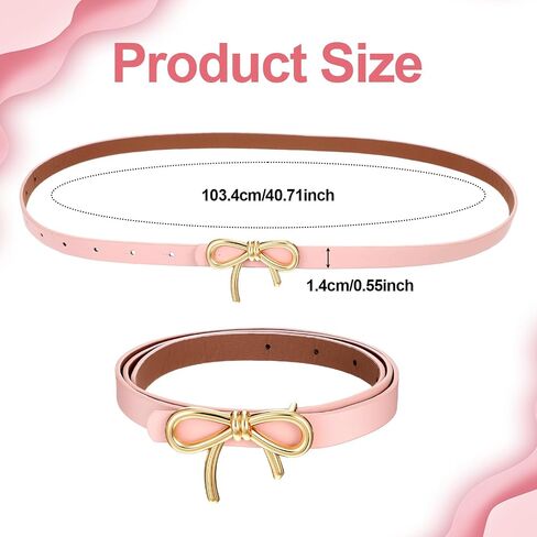 Ymapinc Light Pink Belt Women, PU Leather Adjustable Bow Skinny Belt for Dresses Jeans Pants Shirts, Elegant Stylish Ladies Decorative Fashion Accessory in Kuwait