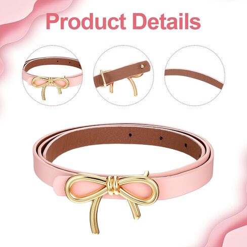 Ymapinc Light Pink Belt Women, PU Leather Adjustable Bow Skinny Belt for Dresses Jeans Pants Shirts, Elegant Stylish Ladies Decorative Fashion Accessory in Kuwait