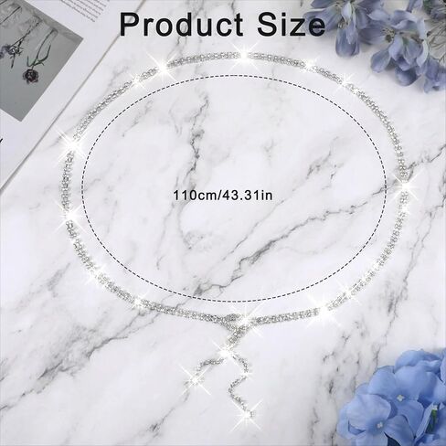Rhinestone Belt for Formal Dress, Silver Waist Belts Crystal Chain Belt for Dress Bridal Sparkle Thin Belts for Women Wedding Party in Saudi Arabia