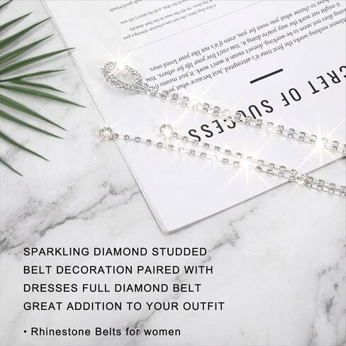 Rhinestone Belt for Formal Dress, Silver Waist Belts Crystal Chain Belt for Dress Bridal Sparkle Thin Belts for Women Wedding Party in Saudi Arabia
