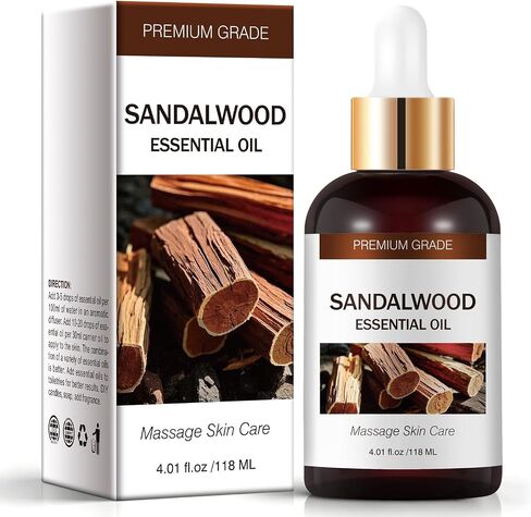 Sandalwood Essential Oils for Skin Care, Hair Care, 100% Natural Aromatherapy Oil 4 Fl Oz, Large Volume Sandalwood Oil for Aromatherapy Diffuser, DIY Fragrance and Relaxation in Saudi Arabia