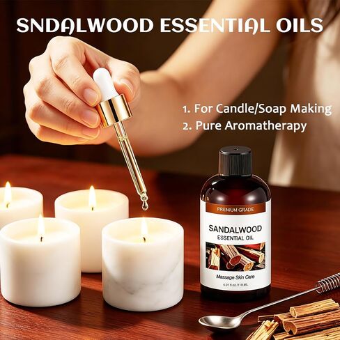 Sandalwood Essential Oils for Skin Care, Hair Care, 100% Natural Aromatherapy Oil 4 Fl Oz, Large Volume Sandalwood Oil for Aromatherapy Diffuser, DIY Fragrance and Relaxation in Saudi Arabia