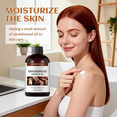 Sandalwood Essential Oils for Skin Care, Hair Care, 100% Natural Aromatherapy Oil 4 Fl Oz, Large Volume Sandalwood Oil for Aromatherapy Diffuser, DIY Fragrance and Relaxation in Saudi Arabia