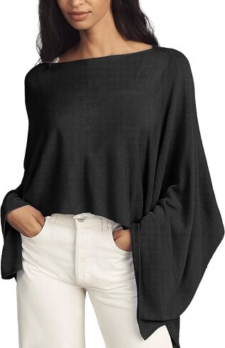 Womens Sheer Poncho Shrug Bolero Lightweight Knit Cover up Shrug Pullover Sweater in Kuwait