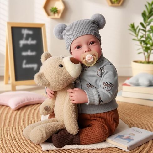 BABESIDE Lifelike Reborn Baby Dolls Girl - 20 inch Cloth Body Brown Eyes Hand-Painted Hair Realistic-Newborn Baby Dolls Handmade Baby Feeling Real Life Baby Dolls Girl with Feeding Kit Gift Box in Kuwait