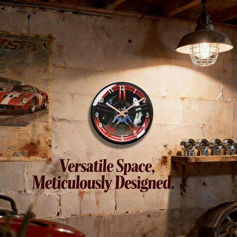 12-Inch Car Wheel Hub Wall Clock – Silent Battery Operated | Ultra-Realistic Graphic Design | 2D Flat Dial with HD Glass Lens | Perfect Decor for Living Room, Bedroom, Man Cave & Garage in Kuwait