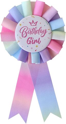 Birthday Girl Pin - Colorful Ribbon Baby Shower Button Badge, Gift for Little Girls | Party Celebration Decoration 1pc (SH-C2) in Saudi Arabia