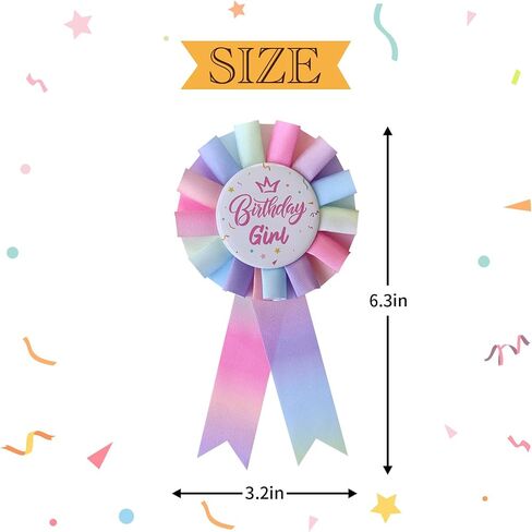 Birthday Girl Pin - Colorful Ribbon Baby Shower Button Badge, Gift for Little Girls | Party Celebration Decoration 1pc (SH-C2) in Saudi Arabia