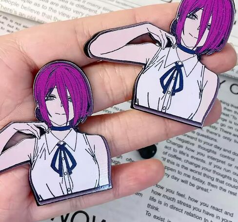 Reze Bomb Girl Devil Chainsaw Man Denji Power Anime Manga 2.2" Enamel Pin Badge in Kuwait