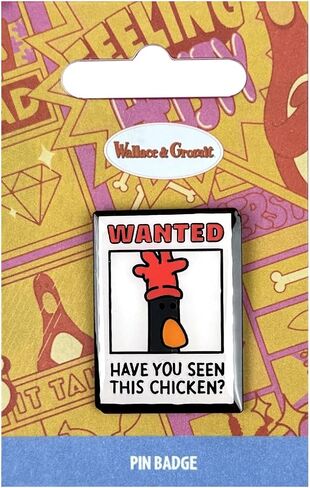 | Feathers McGraw Wanted Poster Enamel Pin Badge | Wallace and Gromit Official Merchandise, One Size, Iron in Saudi Arabia