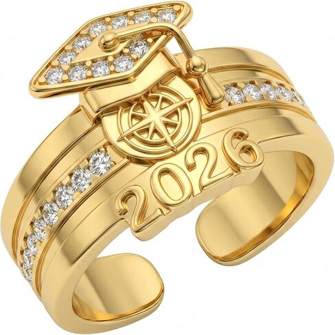 ARHTF 2026 Class Ring Graduation Rings for Her Class of 2026 Gold Personalized University Graduation Ring Class Rings for Women Men in Kuwait