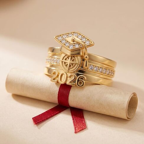 ARHTF 2026 Class Ring Graduation Rings for Her Class of 2026 Gold Personalized University Graduation Ring Class Rings for Women Men in Kuwait
