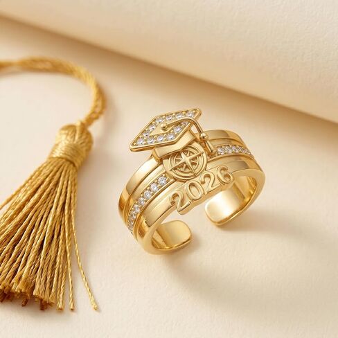 ARHTF 2026 Class Ring Graduation Rings for Her Class of 2026 Gold Personalized University Graduation Ring Class Rings for Women Men in Kuwait