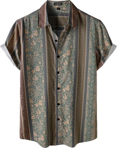 LucMatton Men's 70s Hawaiian Shirt Vintage Print Short Sleeve Button Down Shirts for Summer Vacation & Beach in Saudi Arabia