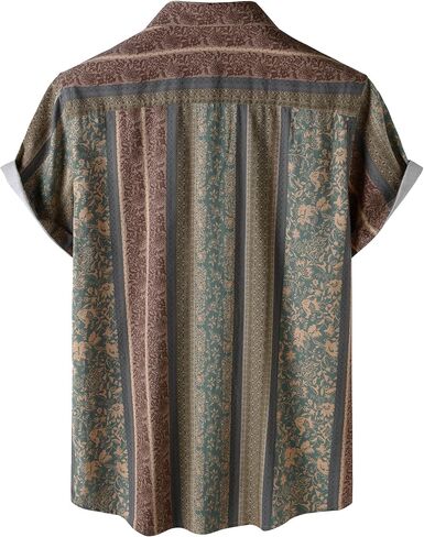 LucMatton Men's 70s Hawaiian Shirt Vintage Print Short Sleeve Button Down Shirts for Summer Vacation & Beach in Saudi Arabia