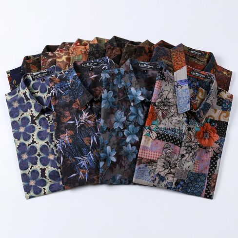 LucMatton Men's 70s Hawaiian Shirt Vintage Print Short Sleeve Button Down Shirts for Summer Vacation & Beach in Saudi Arabia