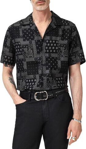 John Varvatos Men's Dan Camp Collar Shirt in Kuwait