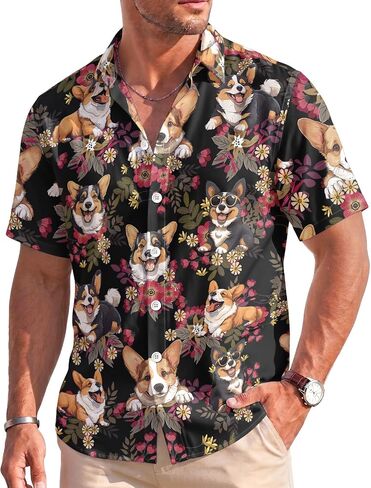 Men's Hawaiian Button Down Shirt – Tropical Aloha Shirt for Men, Lightweight Stretch Short Sleeve Beach Resort Wear in Saudi Arabia