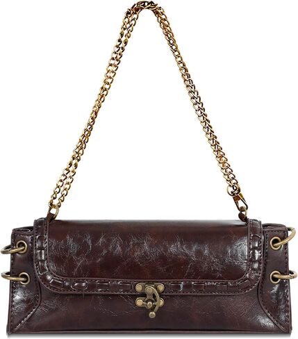 Shoulder Bag for Women - Clutch Purse Stylish Handbag with Retro Brass Locking Clasp Trendy Underarm Bag in Saudi Arabia