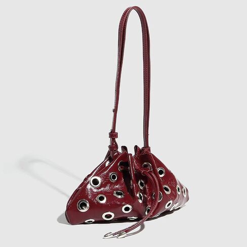 Women Rivet Bucket Handbag Large Capacity Metal Stud Y2K Shoulder Bag PU Leather Drawstring Crossbody Bag in Saudi Arabia
