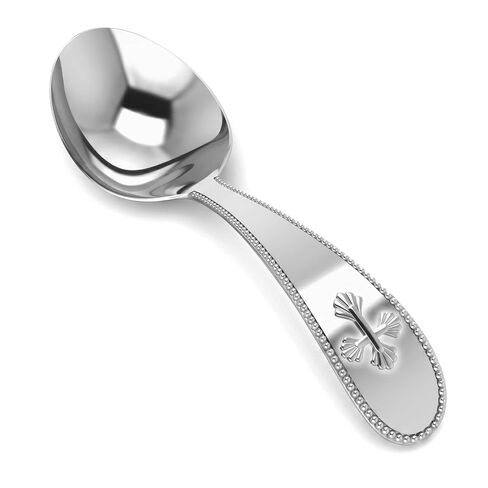 KRYSALIIS Sterling Silver Beaded Cross Feeding Spoon - Premium Quality Food Grade Standard .925 Solid Sterling Silver Spoon - Engravable Gift For Baby with a Beautiful Gift Box … in Kuwait