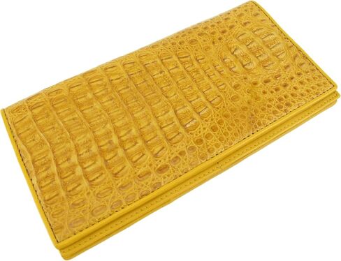 Pelgio Genuine Crocodile Caiman Hornback Skin Soft Leather Checkbook Long Wallet (Black) in Kuwait